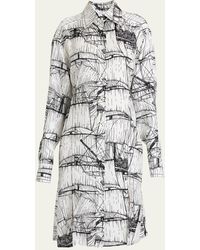 Ferragamo - Nautical Printed Silk Shirtdress - Lyst