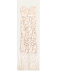Marchesa - Sleeveless Floral Lace Sweetheart Gown - Lyst