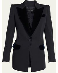 Giorgio Armani - Virgin Wool Tuxedo Jacket With Velvet Details - Lyst