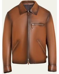 Berluti - Jour Patina Leather Full-zip Blouson Jacket - Lyst