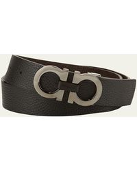 Ferragamo - Moufflon Adjustable & Reversible Double-gancini Buckle Leather Belt - Lyst
