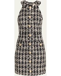 L'Agence - Jade Button-front Tweed Mini Dress - Lyst