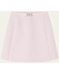 Versace - Double Wool Natte Mini Skirt With Medusa Detail - Lyst