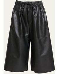 Loewe - Cropped Wide-leg Pull-on Leather Pants - Lyst