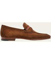 Magnanni - Sasso Alligator & Suede Penny Loafers - Lyst