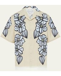 Prada - Floral-print Cotton Camp Shirt - Lyst