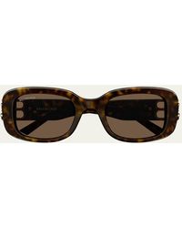 Balenciaga - Cut-out Bb Acetate Rectangle Sunglasses - Lyst