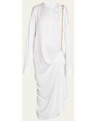 Loewe - Silk Long Shirtdress With Chain Drape Detail - Lyst