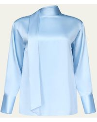 Diane von Furstenberg - X Henry Zankov Eldridge Oversized Tie-Neck Silk Top - Lyst