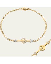 Monica Rich Kosann - 18k Yellow Gold Strength Arrow Poesy Bracelet With Trillion - Lyst