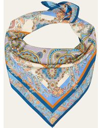 Etro - Patterned Two-tone Silk Scarf With Grommet - Lyst