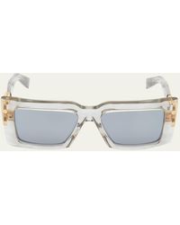 Balmain - Imperial Semi-transparent Acetate & Titanium Rectangle Sunglasses - Lyst