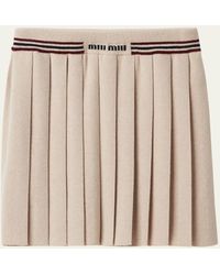Miu Miu - Pleated Stripe Cashmere Mini Skirt - Lyst