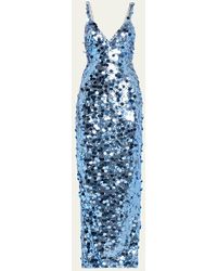 Bronx and Banco - Allegra Deep V-Neck Sequin Column Gown - Lyst