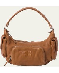 Miu Miu - Pocket Washed Leather Shoulder Bag - Lyst
