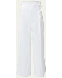Carolina Herrera - High-rise Waist-tie Wide-leg Crop Pants - Lyst