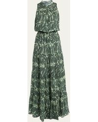 Kiton - Printed Tiered Silk Maxi Dress - Lyst