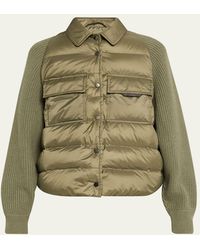 Brunello Cucinelli - Superlight Down Padded Jacket With Knit Sleeves - Lyst