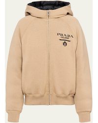 Prada - Cashmere Hooded Sweatshirt With Logo Detail - Lyst