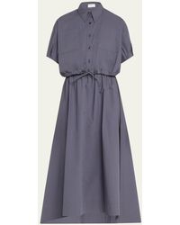 Brunello Cucinelli - Light-weight Shirtdress With Fitted Waist And Monili Loop Detail - Lyst