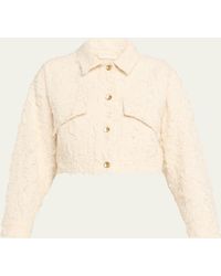 Brunello Cucinelli - Summer Fuzzy Cotton Bull Cropped Denim Jacket - Lyst