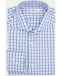 Kiton - Cotton Multi-Check Spread Collar Dress Shirt - Lyst