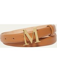 Max Mara - Mclassic20 Brown Leather Belt - Lyst