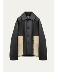 Loewe - Leather & Lamb Shearling Single-Breasted Jacket - Lyst
