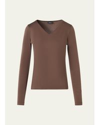 Akris - V-Neck Jersey Long-Sleeve T-Shirt - Lyst