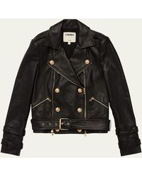 L'Agence - Billie Belted Leather Jacket - Lyst