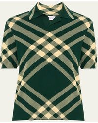 Burberry - Check Wool Polo Shirt - Lyst