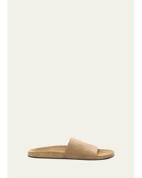 The Row - Hugh Suede Slide Sandals - Lyst