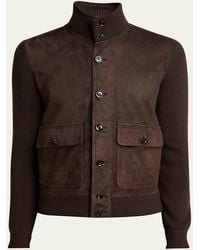 Tom Ford - Suede Front And Ribbed Merino Wool Jacket - Lyst