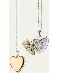 Monica Rich Kosann - Two Tone Heart Of Gold Locket Necklace In 18k Yellow Gold And Sterling Silver - Lyst