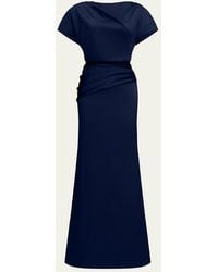 Halston - Draped Satin Trumpet Gown - Lyst