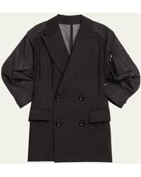 Sacai - Sheer Panel Double-breasted Blazer - Lyst