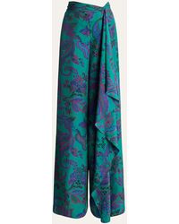 Ralph Lauren Collection - Schmitt Paisley-print Drape Wide-leg Pants - Lyst