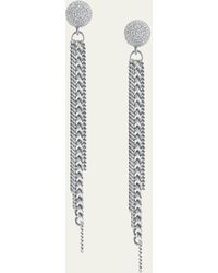 Sheryl Lowe - Pave Diamond Dome Stud Earrings With Chain Fringe Drops - Lyst
