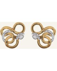Nikos Koulis - Feelings 18k Gold & White Gold Swirling Earrings 0.25 Ct. Round 1.68 Ct. Tapered 0.51 Ct. Pear White Diamonds - Lyst