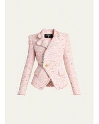 Balmain - Lion Head Single-Breasted Tweed Jacket - Lyst