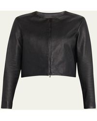 Susan Bender - Stretch Leather Long-Sleeve Cardigan Jacket - Lyst