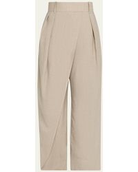 Loewe - Wrap Pleated Wide-Leg Trousers - Lyst