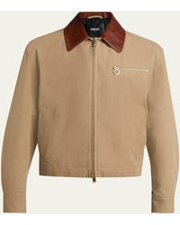 Versace - Leather Collar Blouson Jacket - Lyst