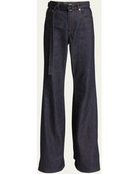 Sacai - Belted Flared Denim Pants - Lyst