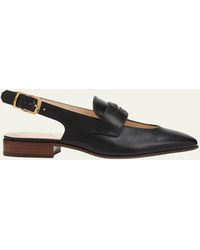 Tod's - Leather Cutout Slingback Ballerina Loafers - Lyst
