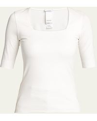 Akris Punto - Cotton 1/2-sleeve Square-neck Tee - Lyst