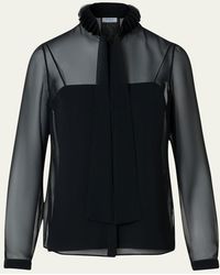 Akris Punto - Sheer Tie-Neck Blouse - Lyst