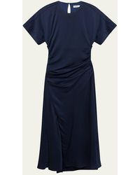 Jonathan Simkhai - Marabella Draped Short-Sleeve Midi Dress - Lyst