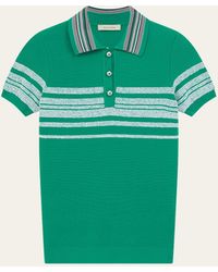 Wales Bonner - Stripe Knit Polo Shirt - Lyst