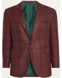 Kiton - Windowpane Cashmere-Silk Sport Coat - Lyst